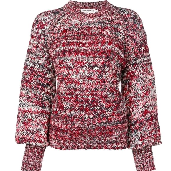 self-portrait Red Melange Crewneck Sweater - Picture 1 of 9